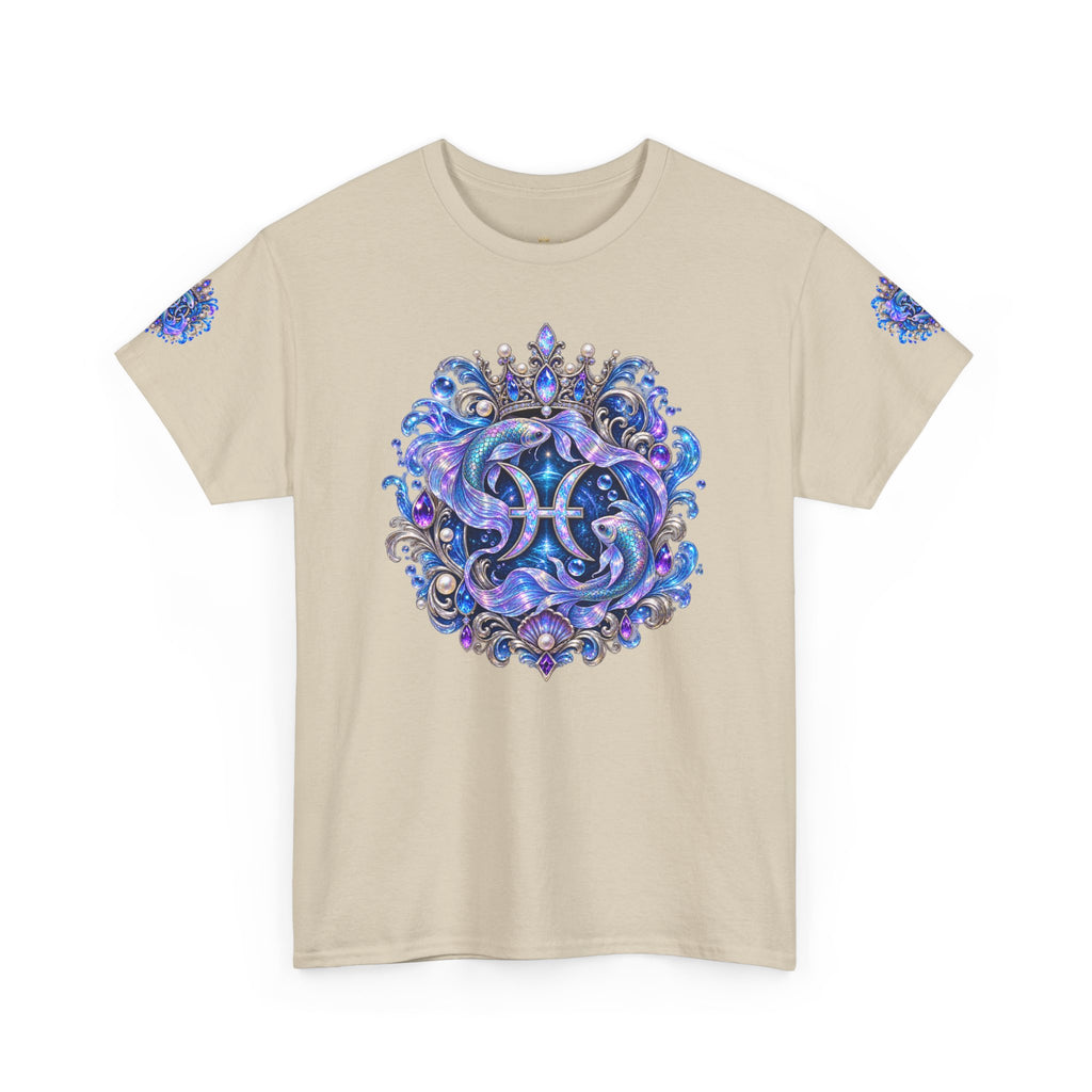 Pisces Mermaid T‑Shirt — Zodiac Art Tee with Night Sea Illustration