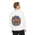 Gemini Zodiac Sweatshirt — Royal Blue & Gold Twin Symbol Crewneck
