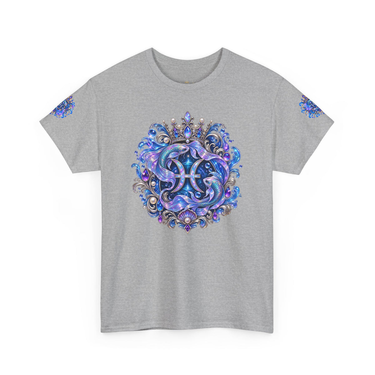 Pisces Mermaid T‑Shirt — Zodiac Art Tee with Night Sea Illustration