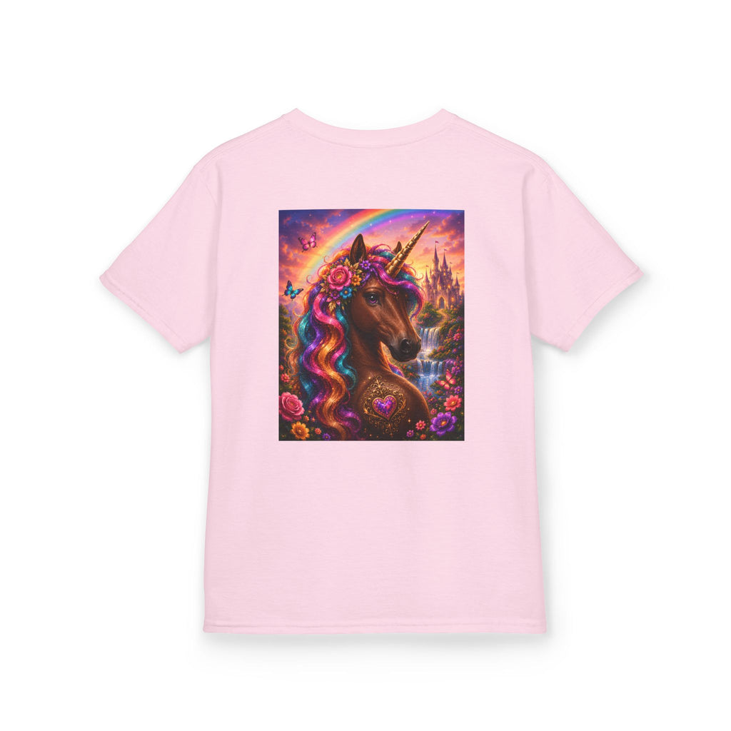 Kids Brown Unicorn Tee — Rainbow Fantasy Magical Horse Shirt