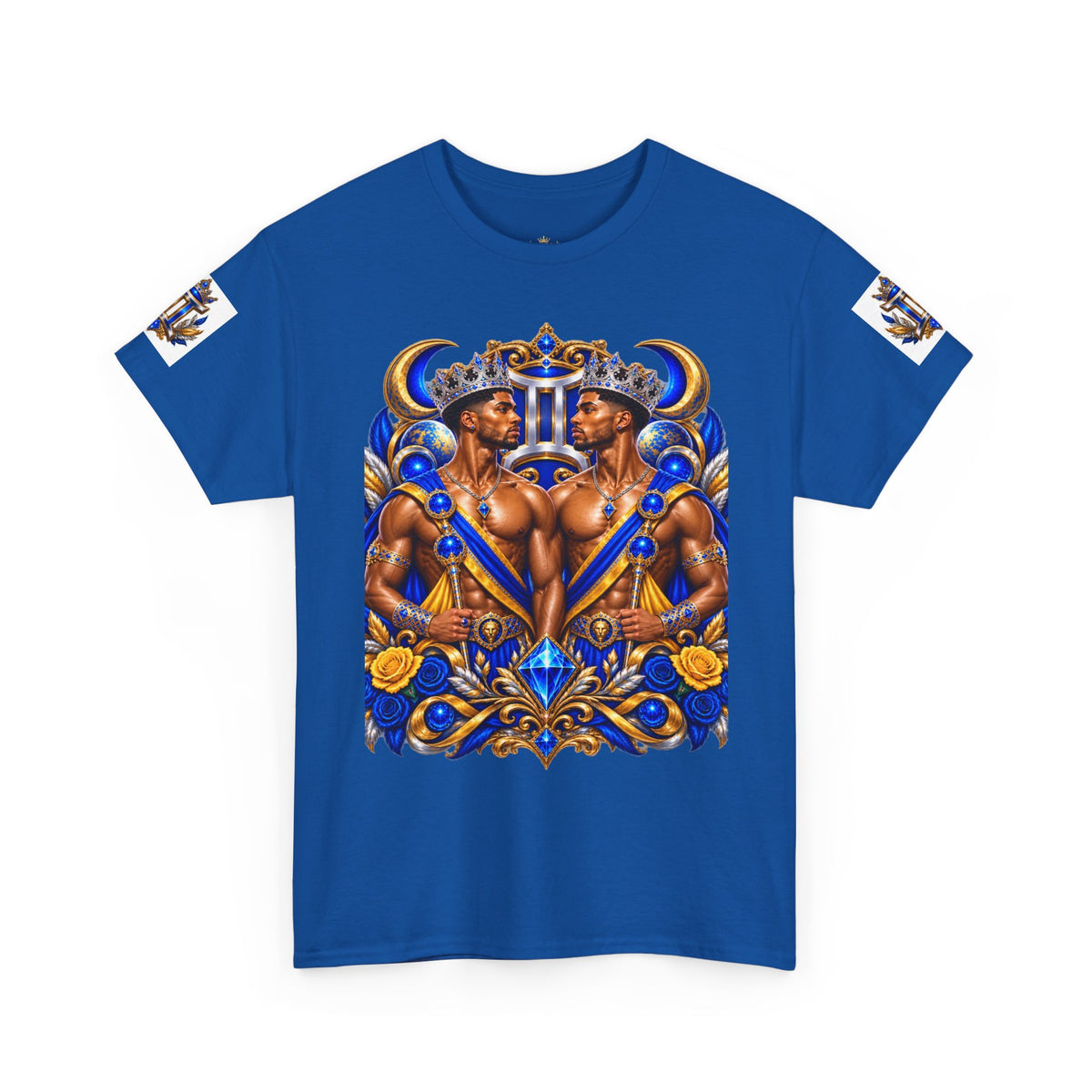 Gemini Zodiac Tee — Bold Royal Twin Astrology T‑Shirt