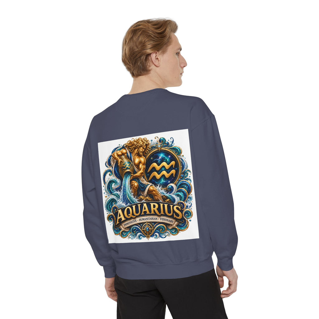 Aquarius Zodiac Sweatshirt — Water Bearer Astrology Graphic Crewneck