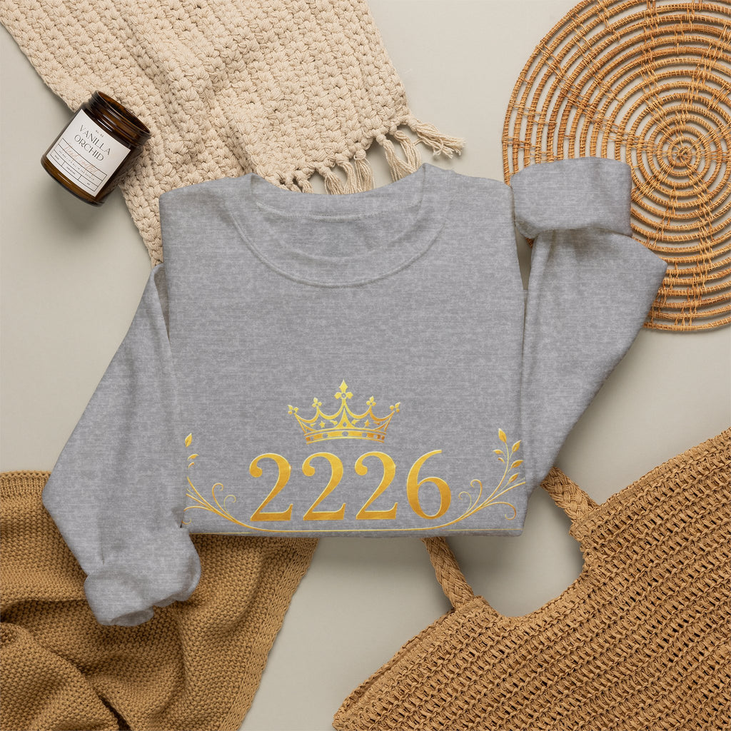 Crewneck Sweatshirt — Gold Crown '2226' Royal Crest Design