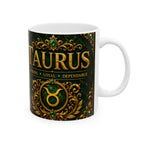 Taurus Zodiac Mug — "Strong & Reliable" Bull Astrology Coffee Cup (11oz/15oz)
