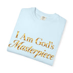 I Am God’s Masterpiece T-Shirt — Gold Script Faith Tee (Psalms 139:14)