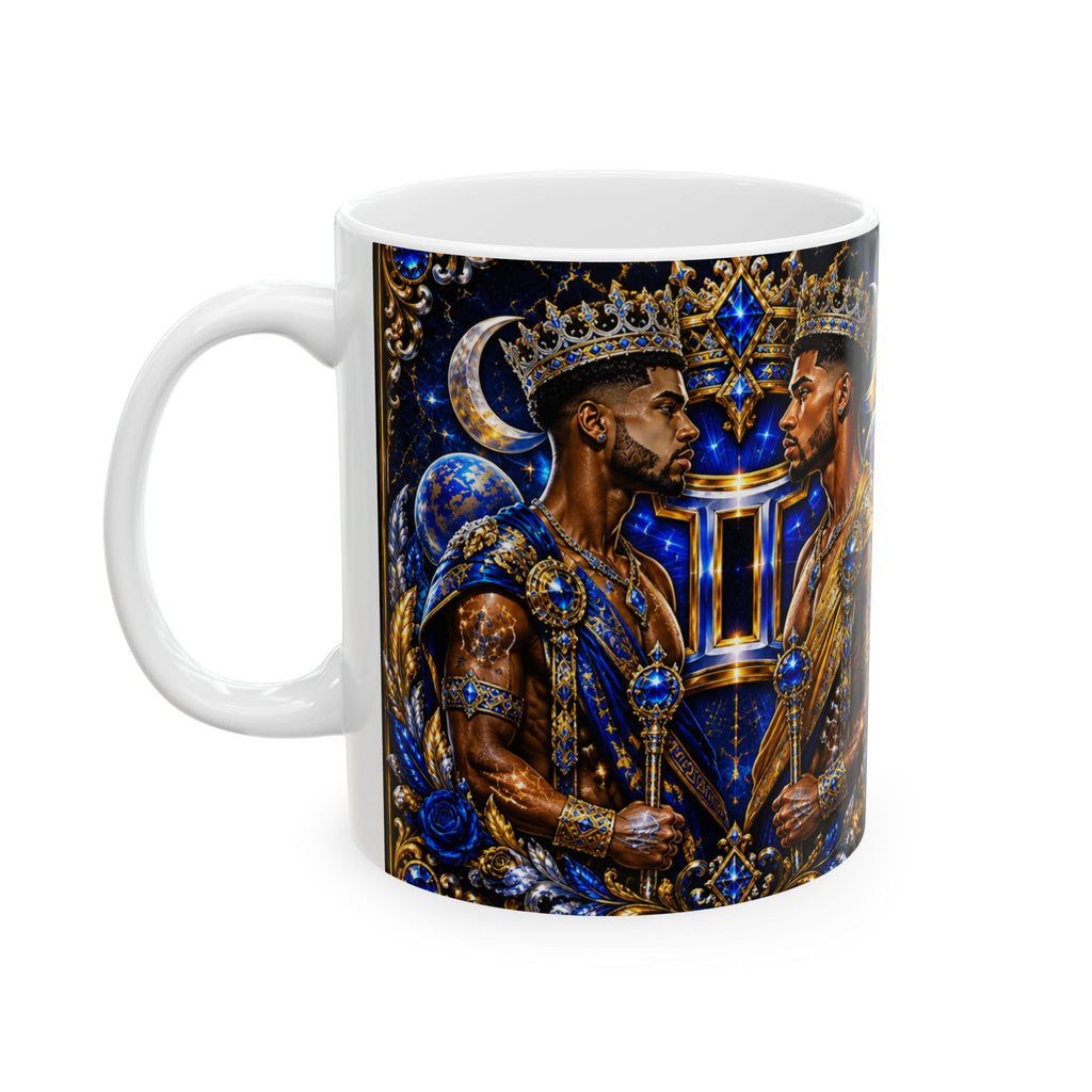 Zodiac Gemini Royalty Ceramic Mug — 'Curious • Versatile' Astrological Gift (11oz/15oz)