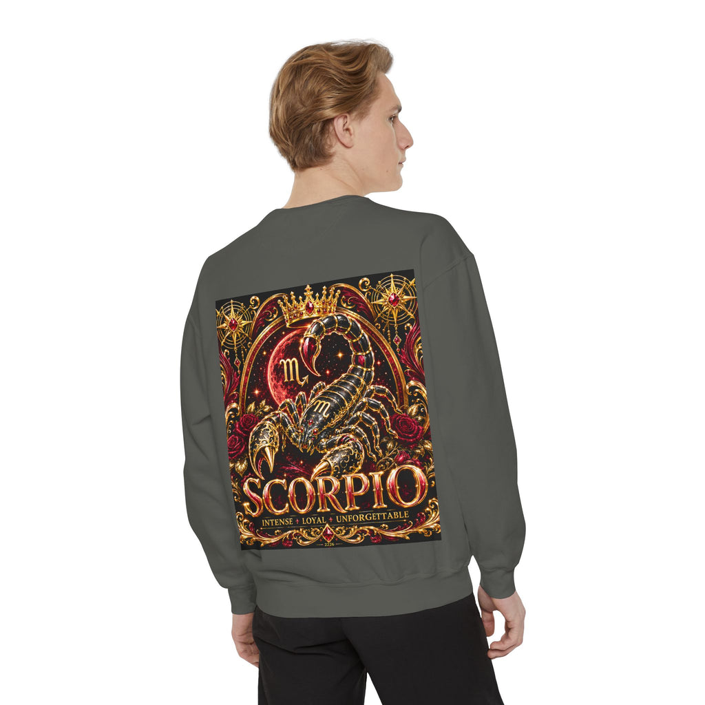 Scorpio Zodiac Sweatshirt — Regal Gold Scorpion Astrological Crewneck