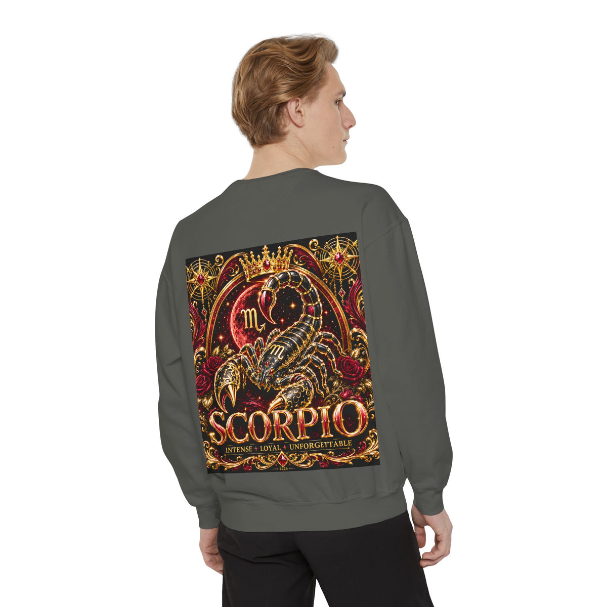 Scorpio Zodiac Sweatshirt — Regal Gold Scorpion Astrological Crewneck