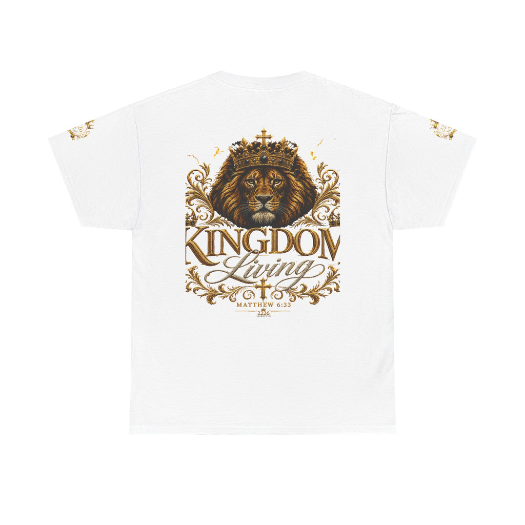 Kingdom Living Lion Tee — Regal Crowned Lion Graphic T-Shirt (Matthew 6:33)