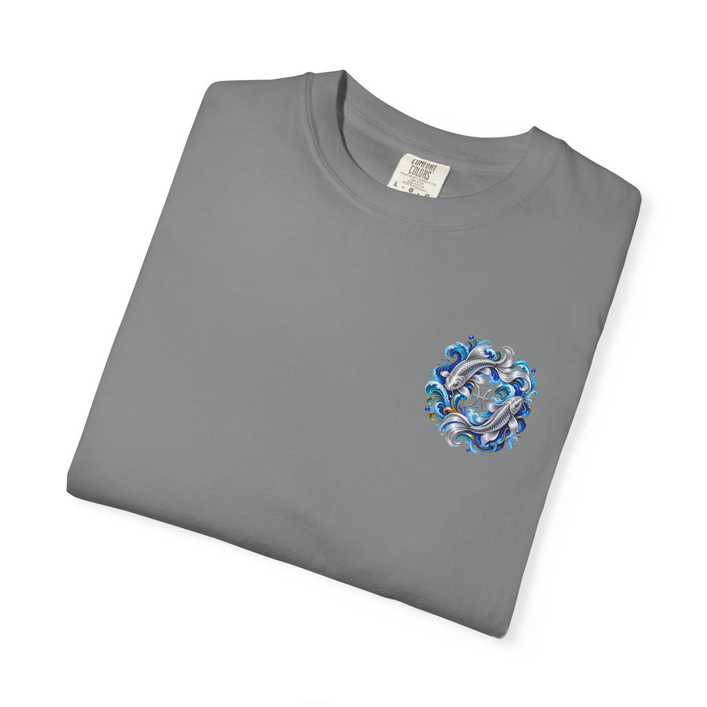 Pisces Zodiac T-Shirt — Blue Koi Fish Astrological Tee