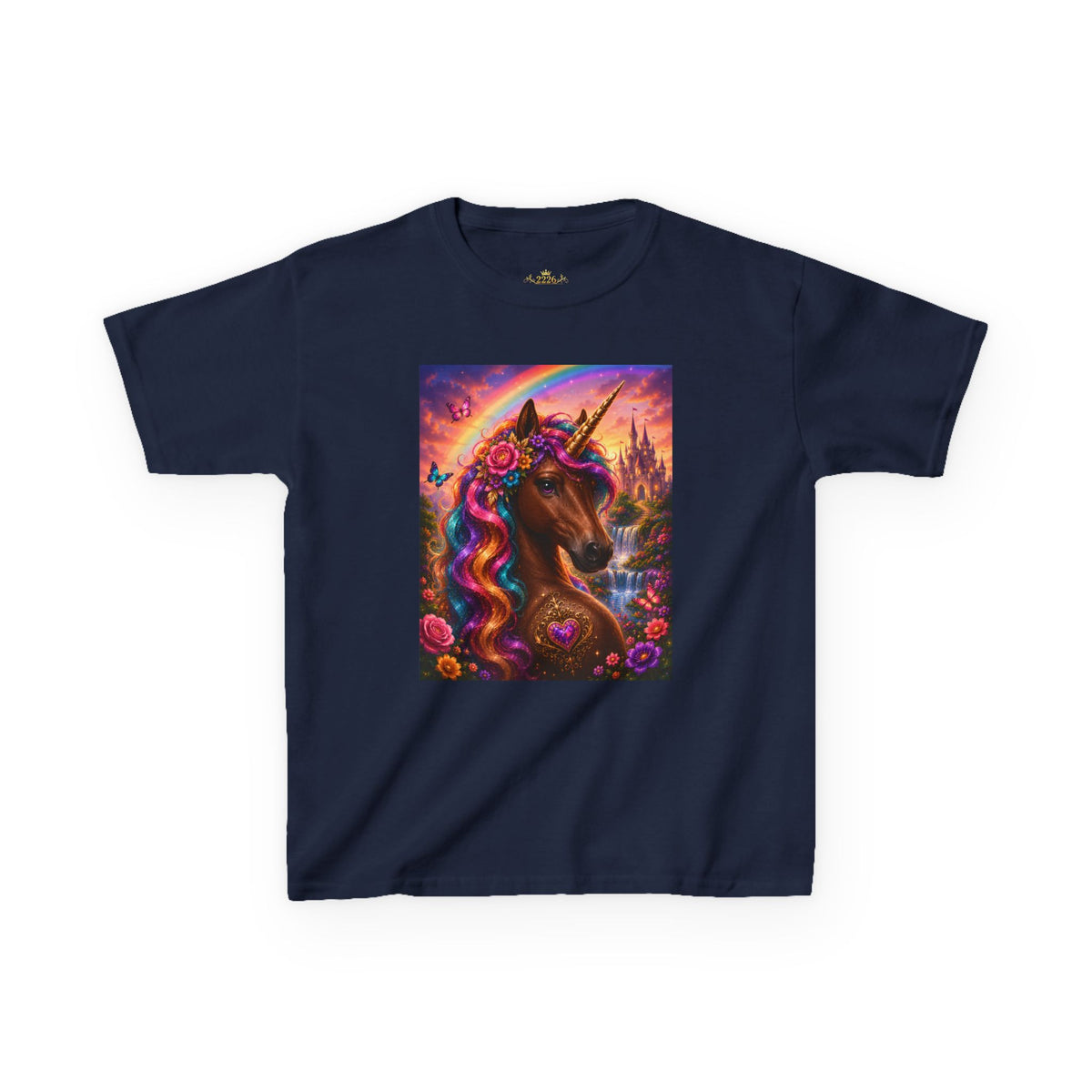 Kids Brown Unicorn Tee — Rainbow Fantasy Magical Horse Shirt