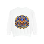 Gemini Zodiac Sweatshirt — Royal Blue & Gold Twin Symbol Crewneck