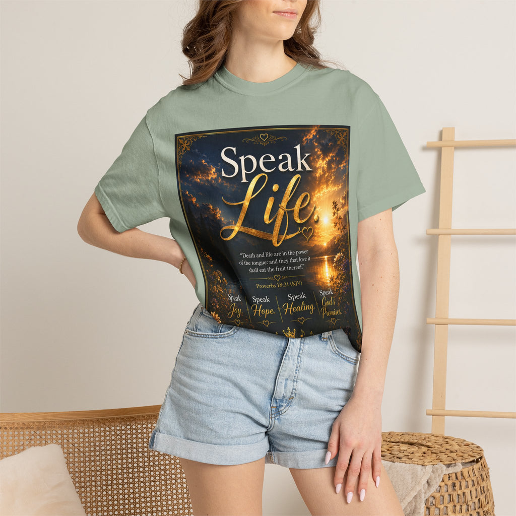 Christian Inspirational T-Shirt — "Speak Life" & "Still on the Throne" Faith Graphic Tee