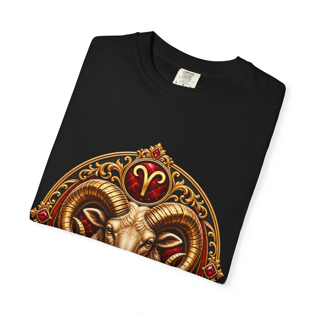 Aries Ram Zodiac T-Shirt — Bold Gold Astrology Tee