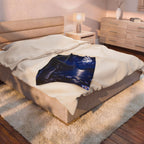 Moonlit Lake Velveteen Plush Blanket — Woman by Moonlight Scenic Throw