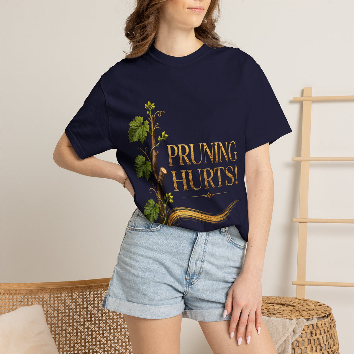 Pruning Hurts T-Shirt — Christian Faith Encouragement Tee (John 15:2 Message)