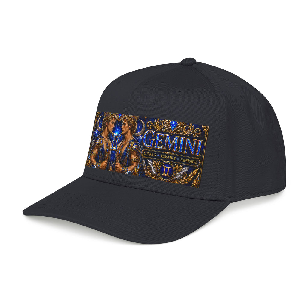 Gemini Zodiac Mid Profile Baseball Cap — Twin Constellation Astrology Design