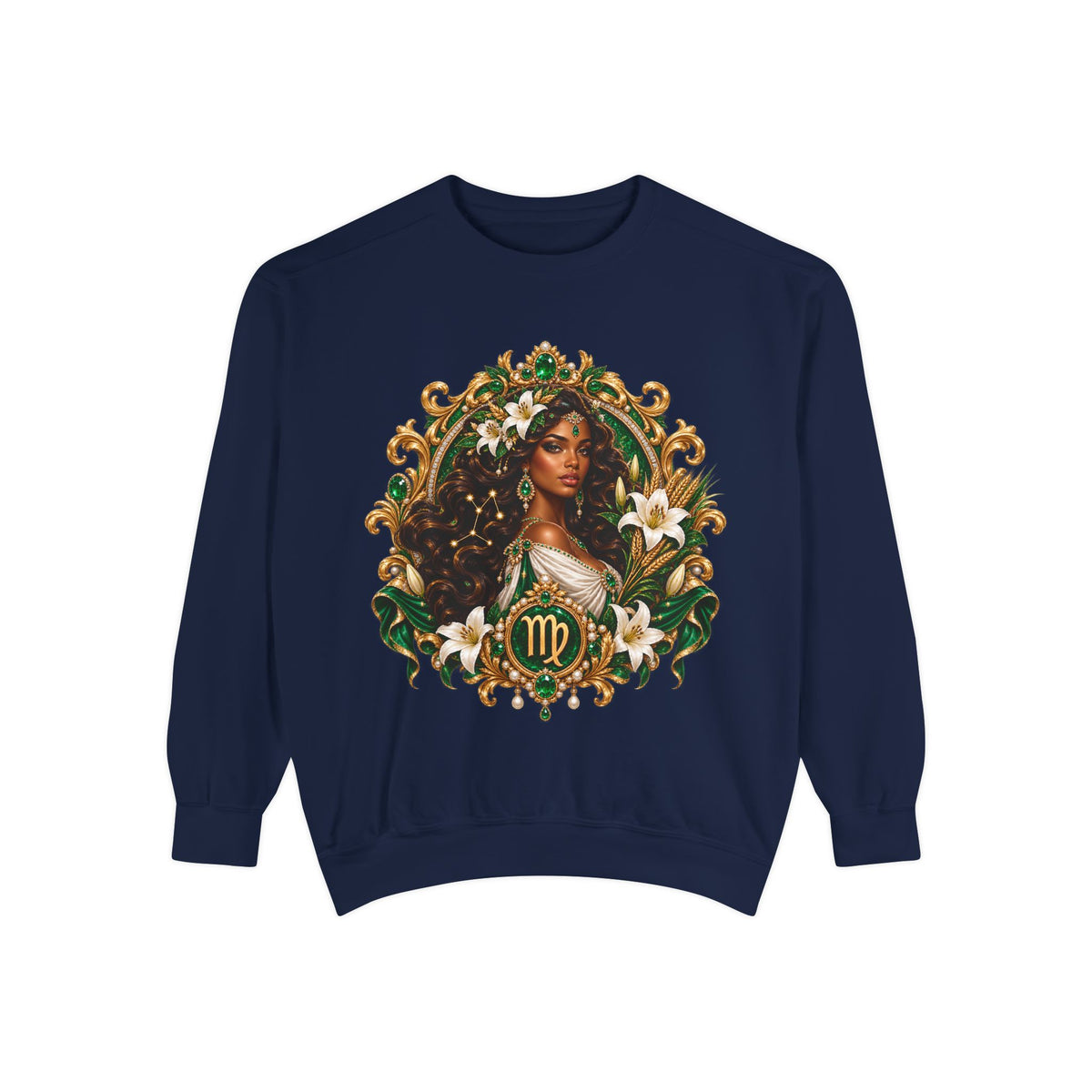 Virgo Zodiac Sweatshirt — Virgo Goddess & Owl Astrology Crewneck