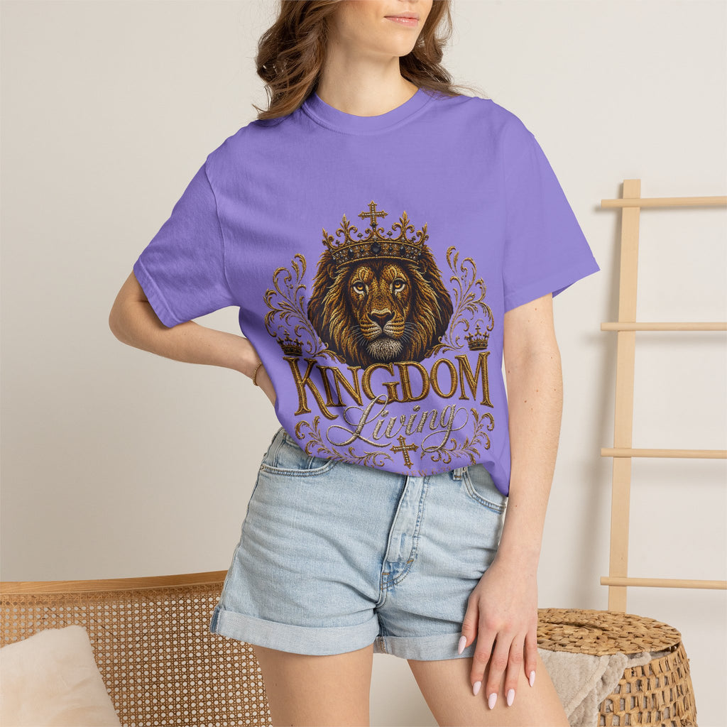 Kingdom Living Lion T-Shirt — Inspirational Christian Cross Floral Tee
