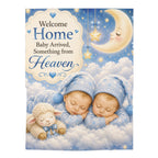 Baby Swaddle Blanket - "Welcome Home Baby Arrived, Something from Heaven" Moon & Twin Sleeping Lamb Design