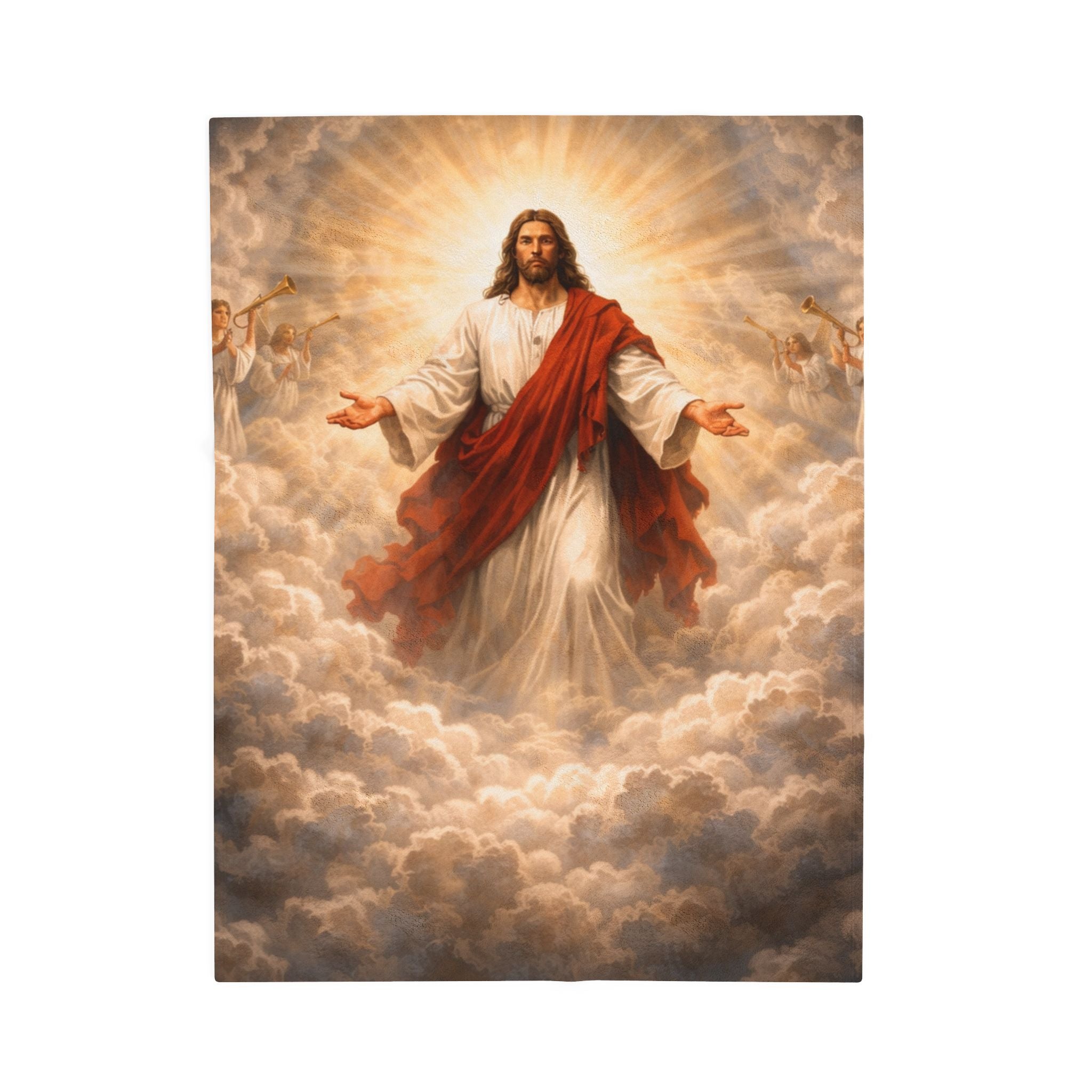 Jesus Ascension Velveteen Plush Blanket — Faith-Inspired Religious Throw for Easter & Comfort