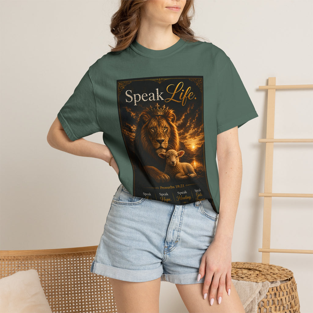 Kingdom Living Lion T-Shirt — "Speak Life" Christian Faith Graphic Tee