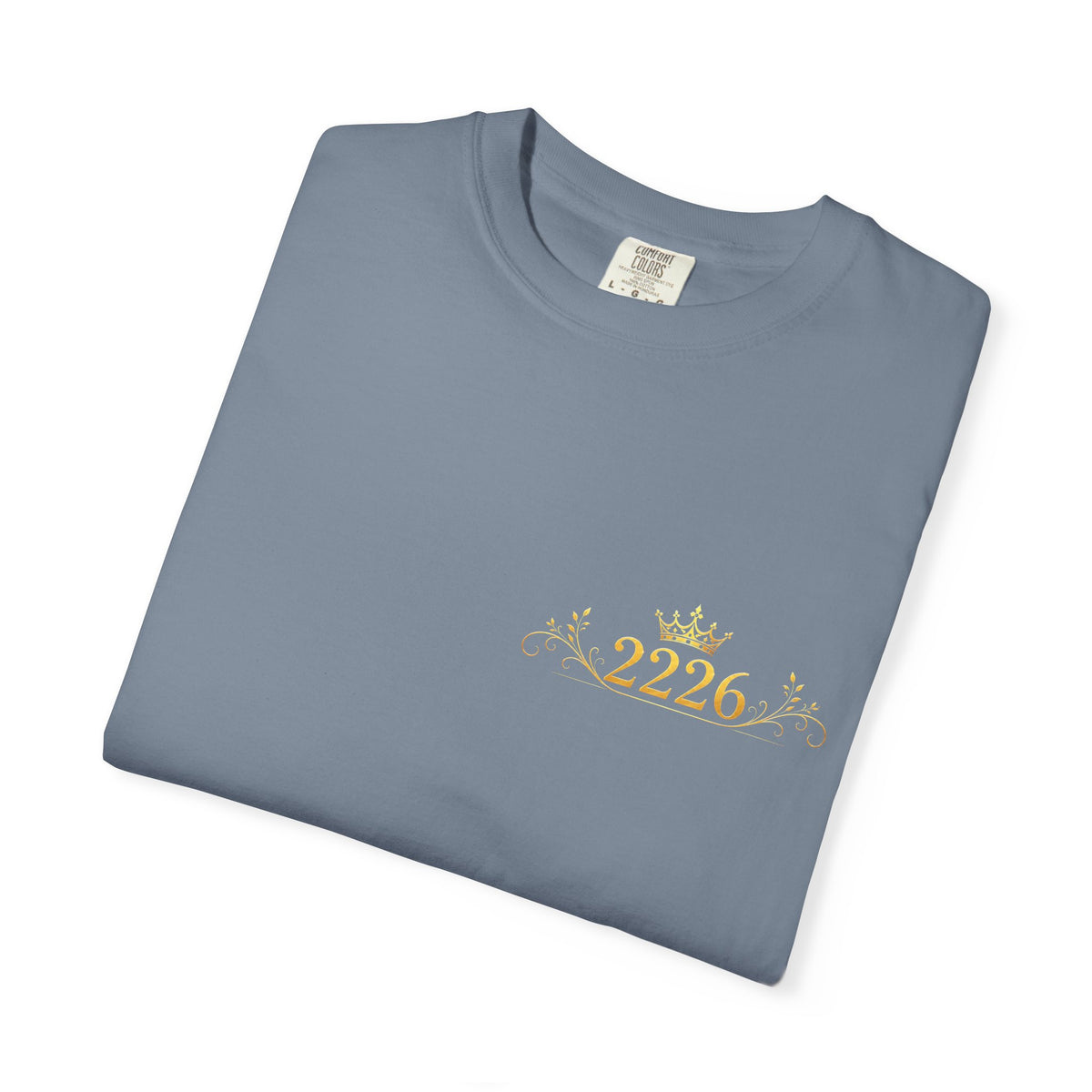 2226 Minimalist Chest Logo Tee — Subtle Gold Graphic T-Shirt