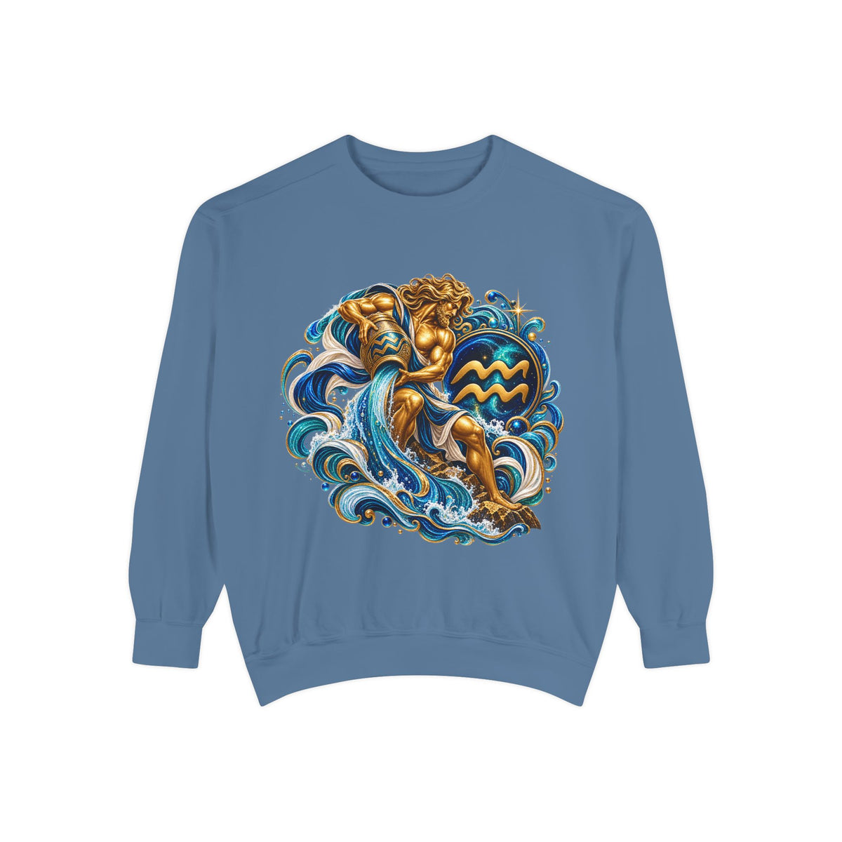 Aquarius Zodiac Sweatshirt — Water Bearer Astrology Graphic Crewneck