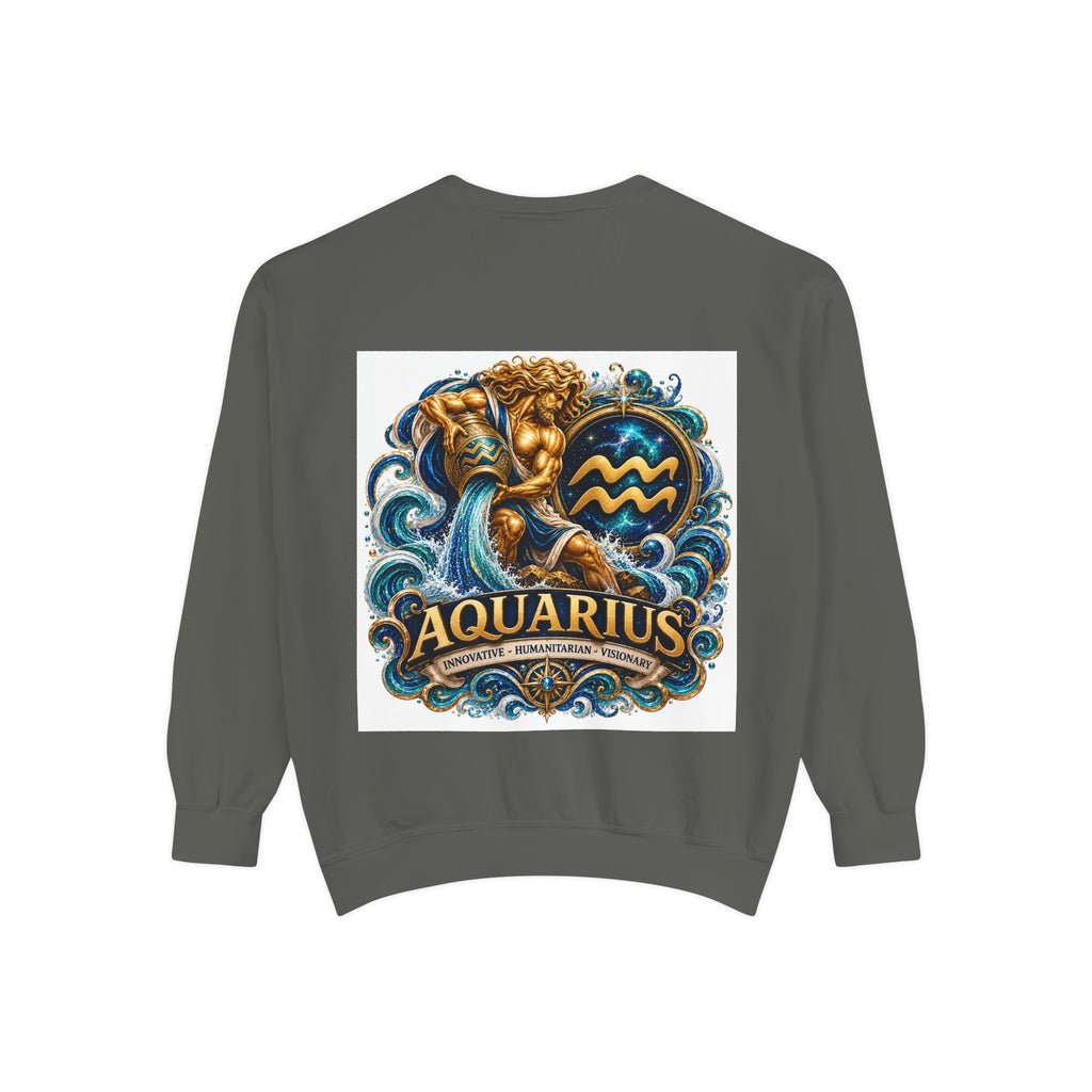 Aquarius Zodiac Sweatshirt — Water Bearer Astrology Graphic Crewneck