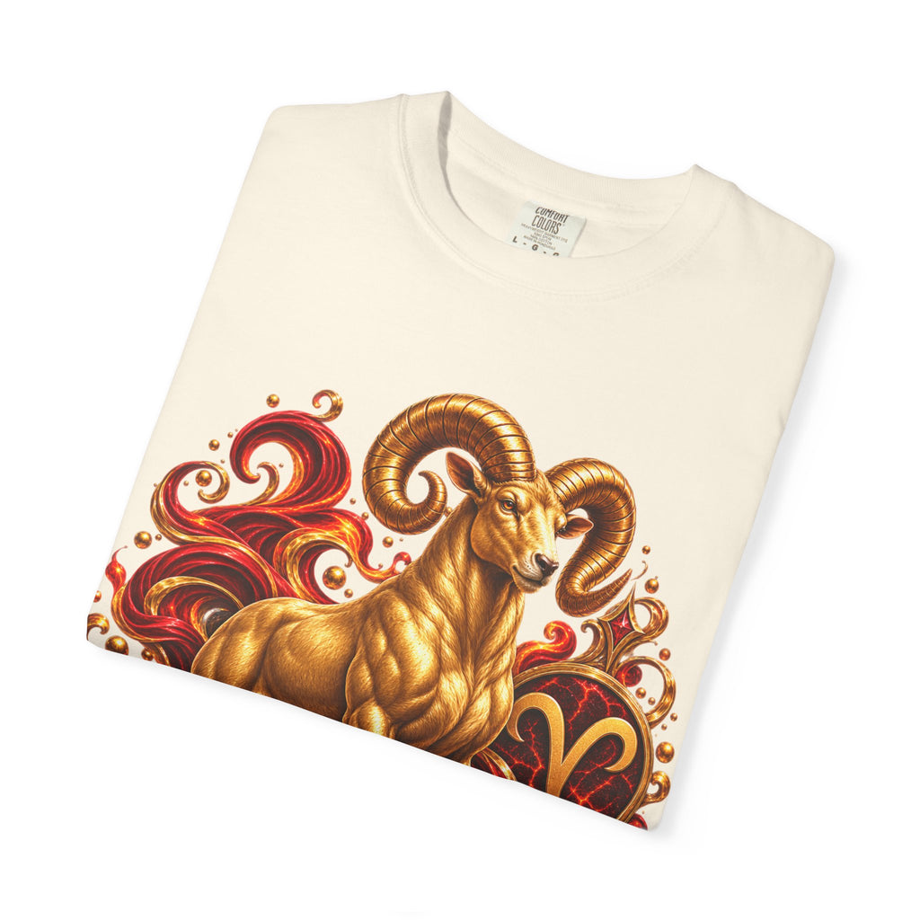 Aries Zodiac T-Shirt — Bold Ram Astrology Tee ("Aries")