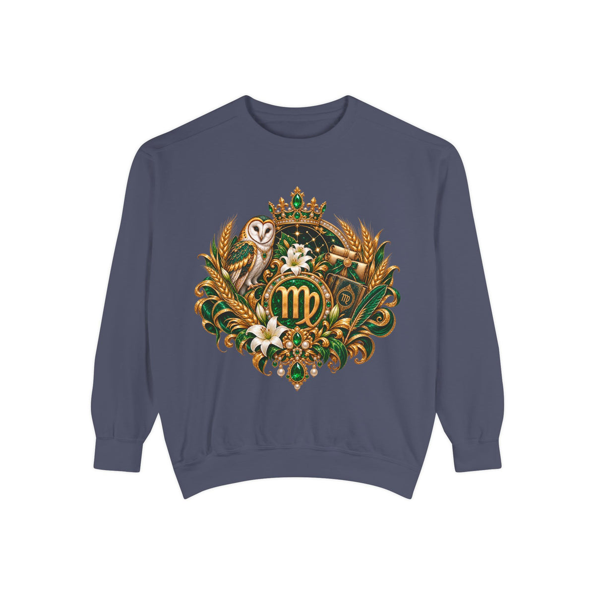 Virgo Sweatshirt — Zodiac Owl Virgo Symbol Crewneck