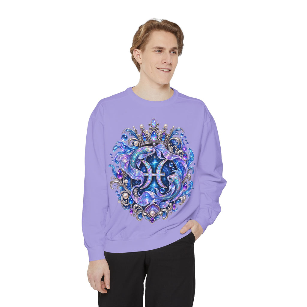 Pisces Mermaid Zodiac Sweatshirt — Pisces Symbol & 'Pisces' Artwork