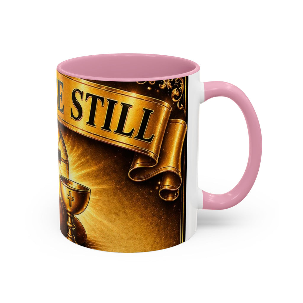 Peace Be Still Christian Coffee Mug — Communion Bread & Chalice Design