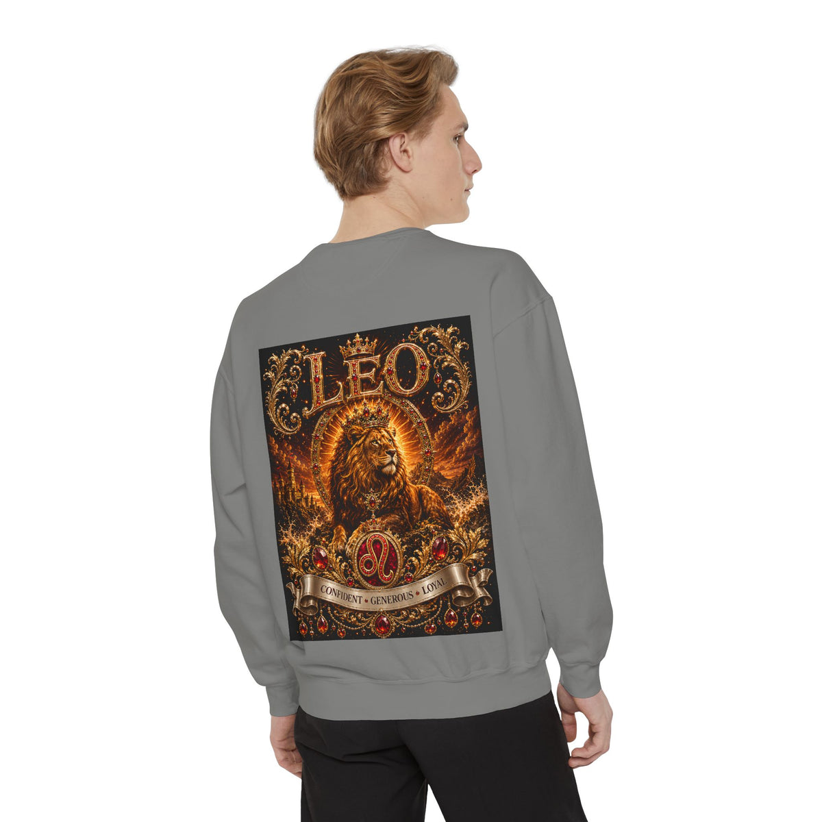 Leo Zodiac Lion Sweatshirt — Regal Astrology Graphic Crewneck