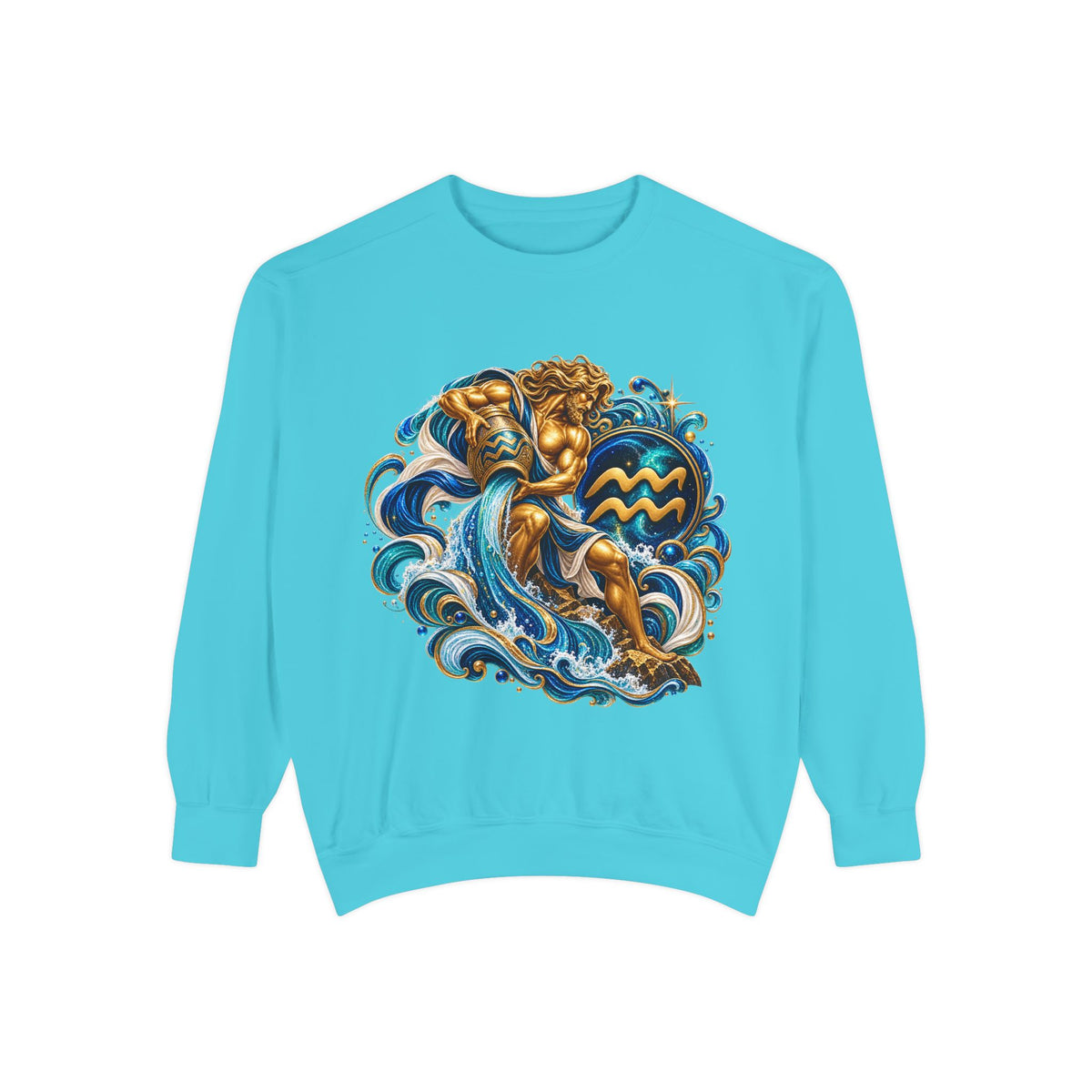 Aquarius Zodiac Sweatshirt — Water Bearer Astrology Graphic Crewneck