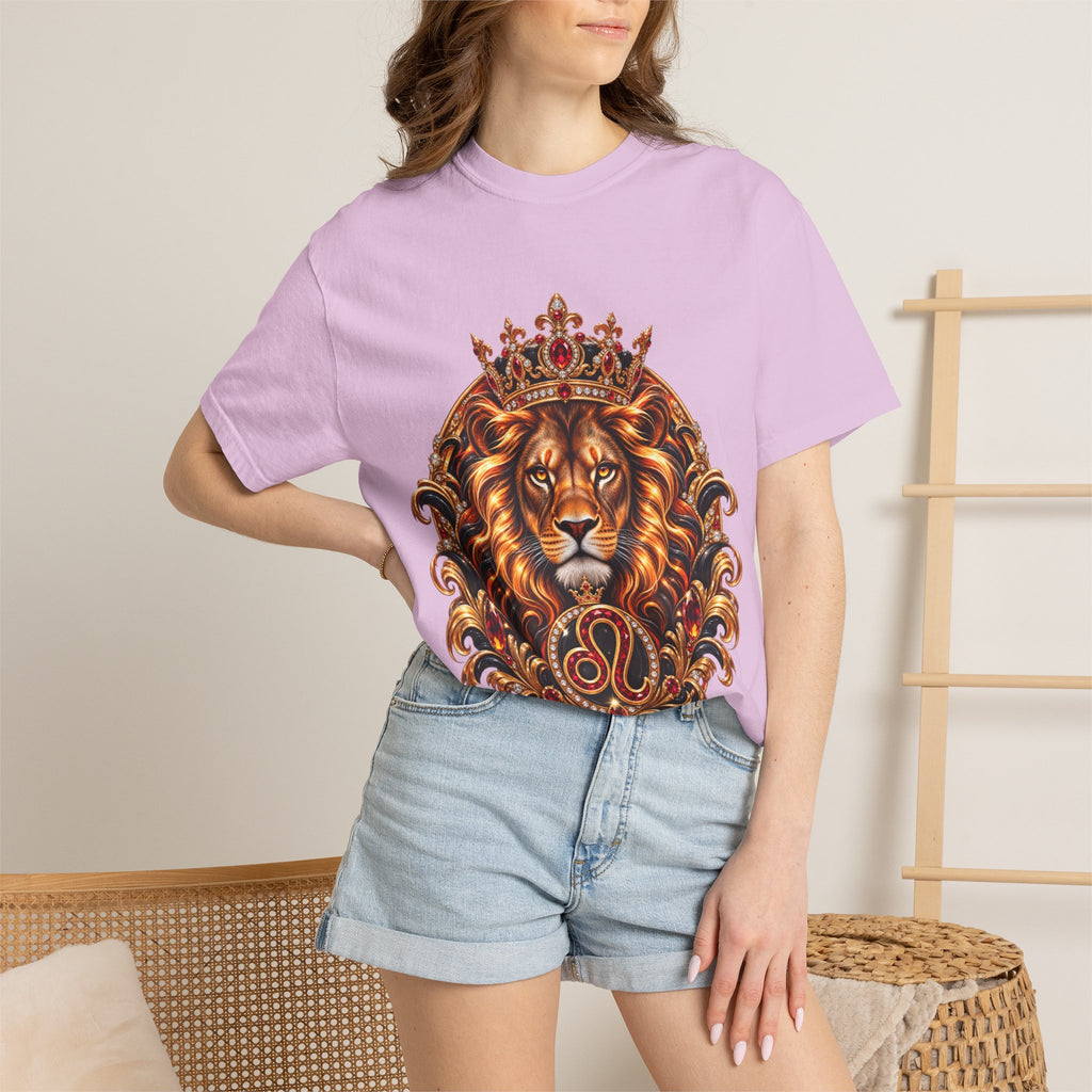 Leo Zodiac Lion T-Shirt — Regal Crowned Lion Astrology Tee