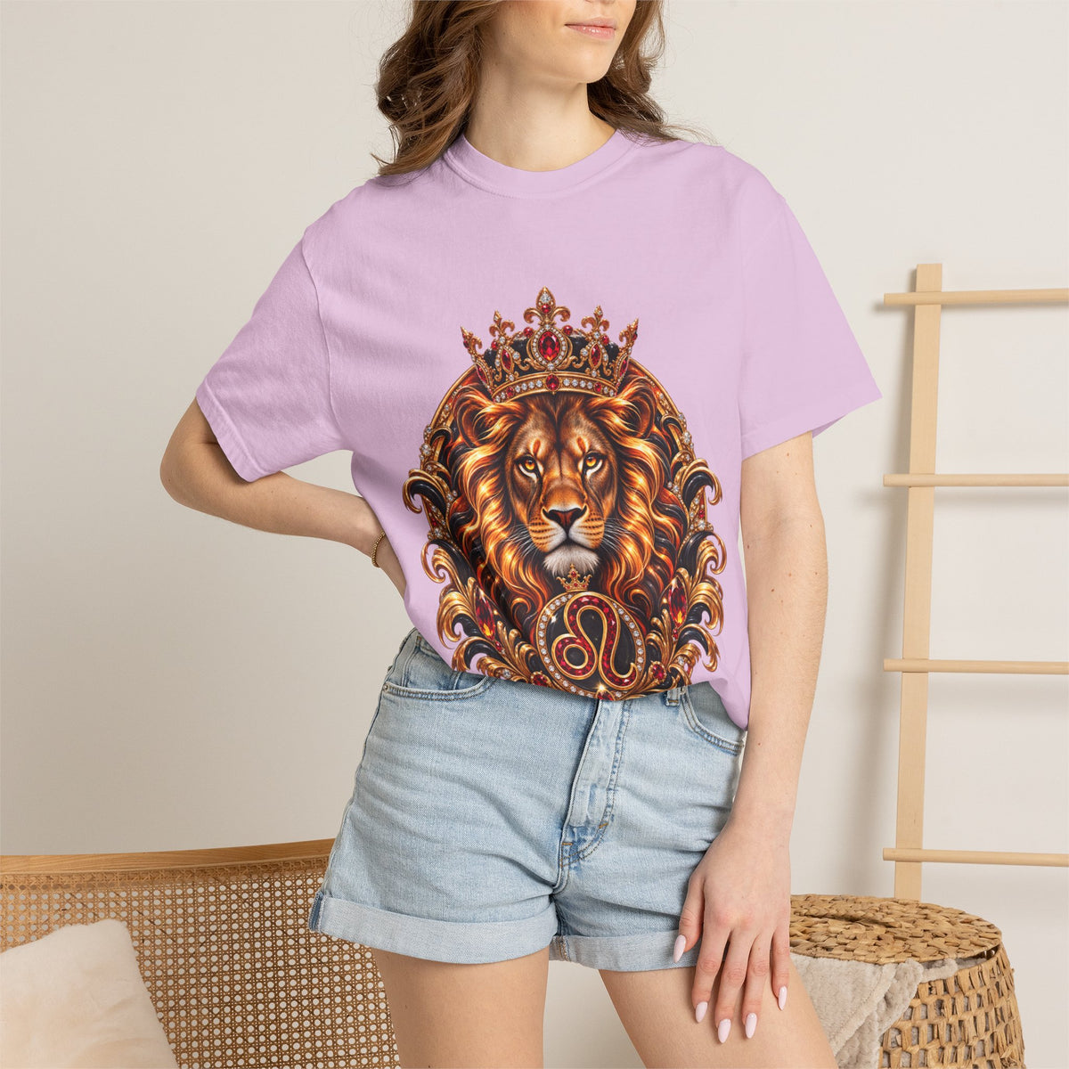 Leo Zodiac Lion T-Shirt — Regal Crowned Lion Astrology Tee