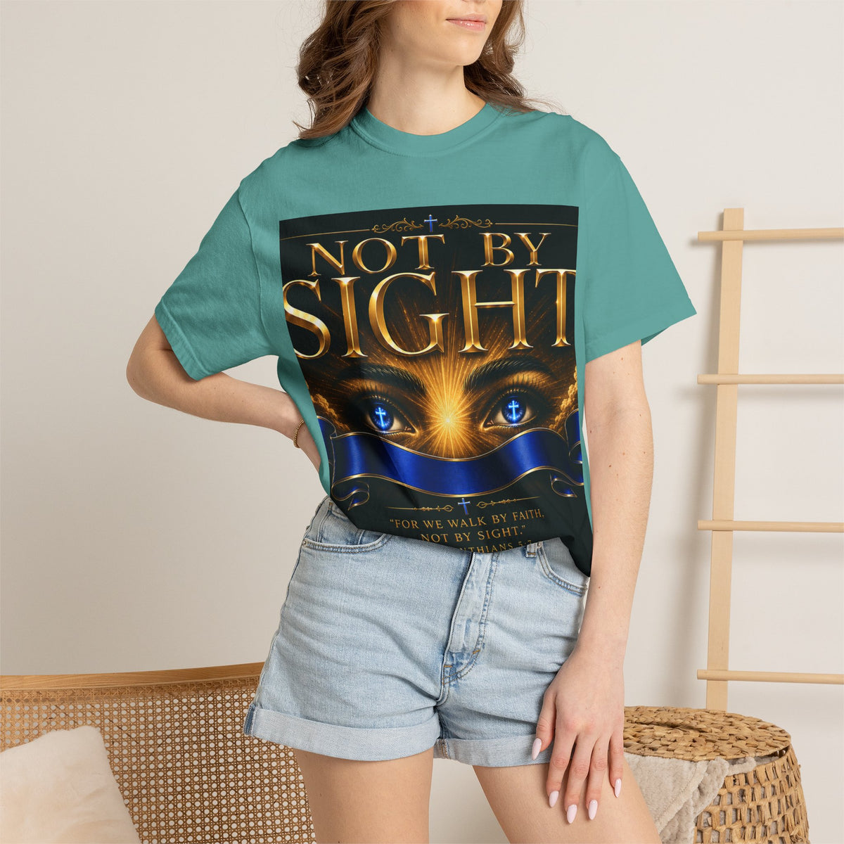 Not By Sight / Walk By Faith T‑Shirt — Christian Faith Graphic Tee