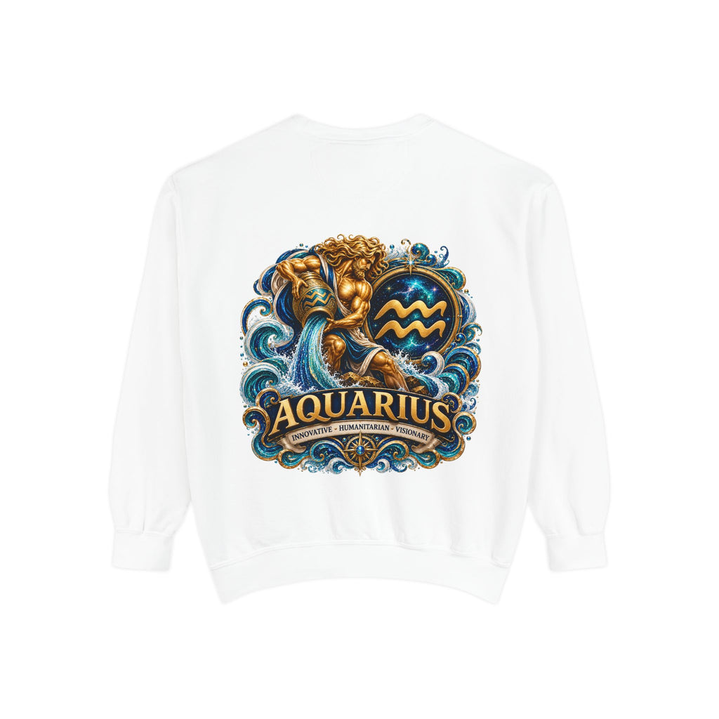 Aquarius Zodiac Sweatshirt — Water Bearer Astrology Graphic Crewneck