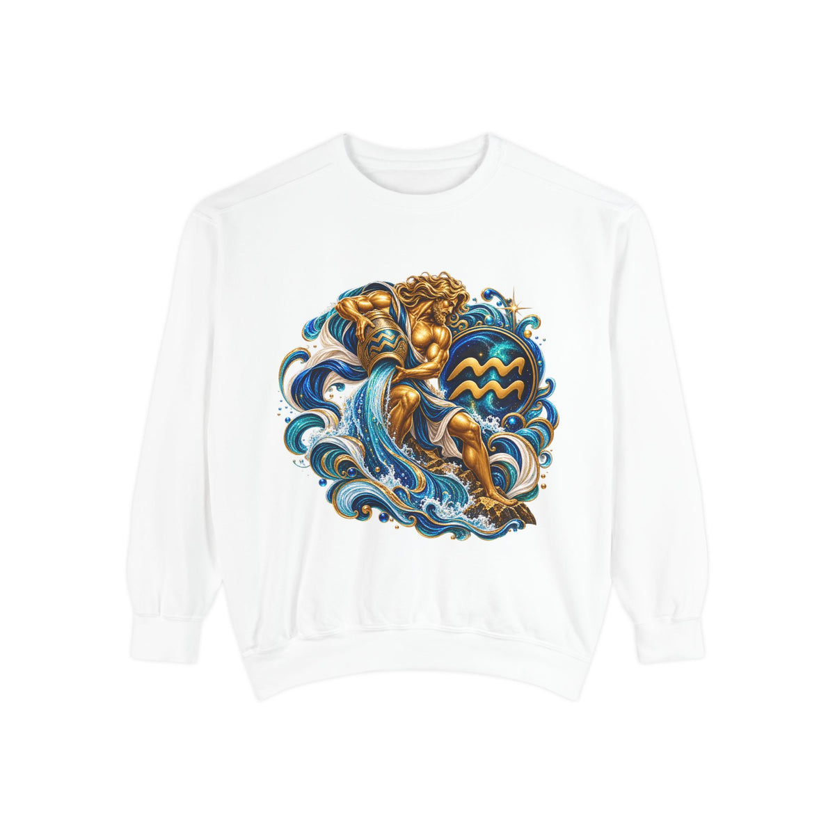 Aquarius Zodiac Sweatshirt — Water Bearer Astrology Graphic Crewneck