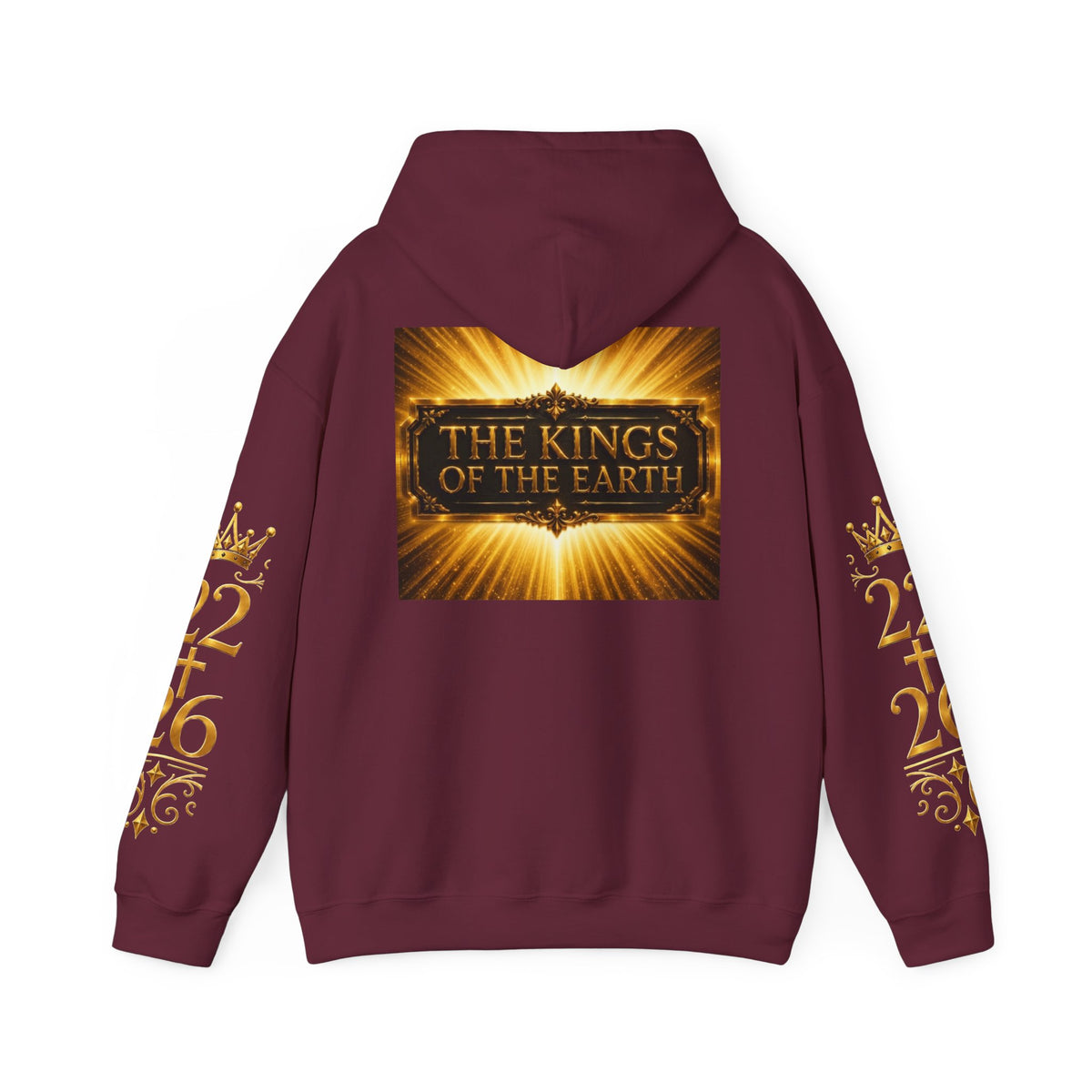 The Kings of the Earth Hoodie – Gold Radiant Crown Sweatshirt (2/6 Sleeve Design)