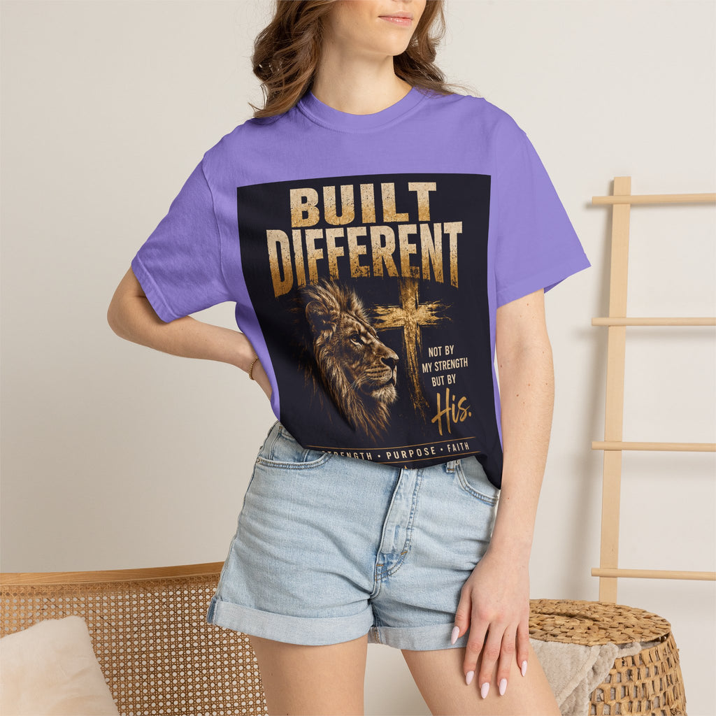 Built Different Christian Lion T-Shirt — "Built Right, Beautiful, Brilliant" Inspirational Faith Tee