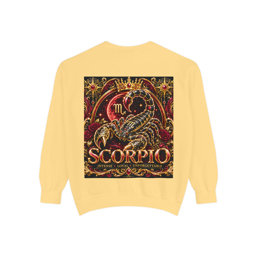 Scorpio Zodiac Sweatshirt — Regal Gold Scorpion Astrological Crewneck