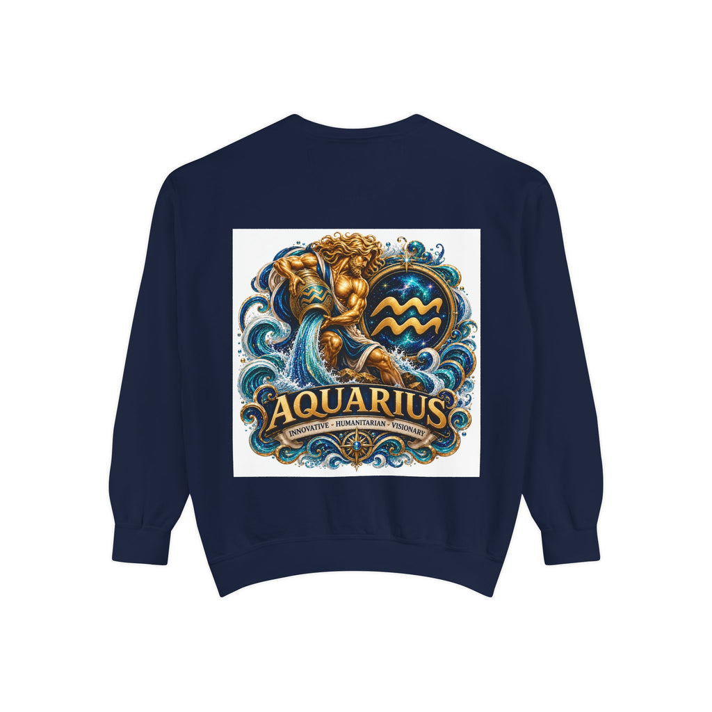 Aquarius Zodiac Sweatshirt — Water Bearer Astrology Graphic Crewneck
