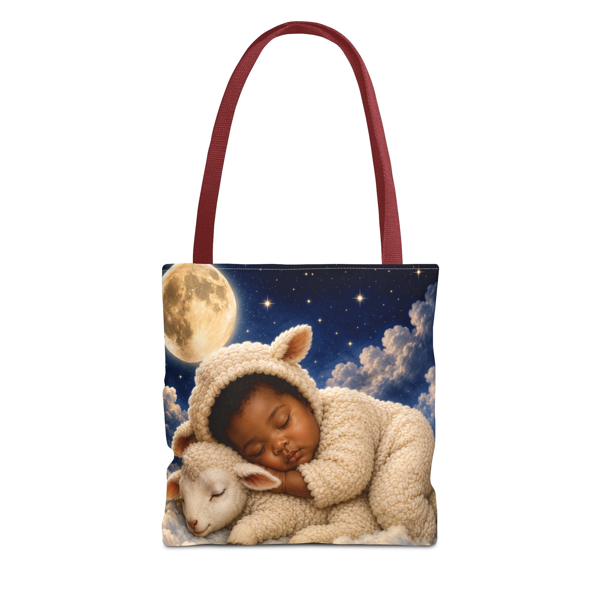 Sleeping Baby Lamb Tote Bag – Cute Nursery Moonlit Design