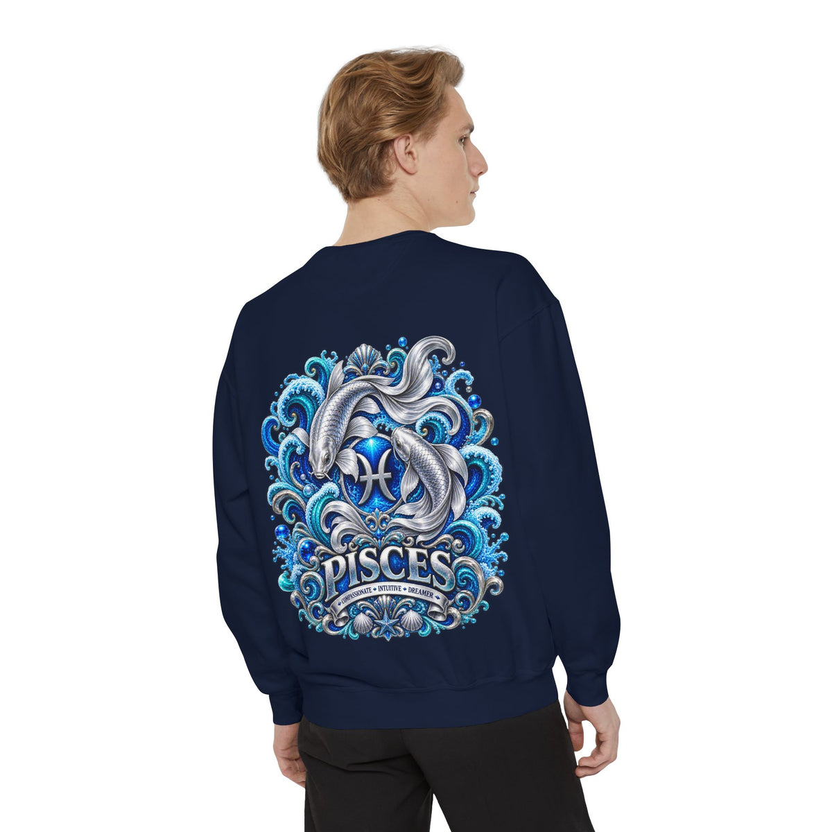 Pisces Zodiac Sweatshirt – Artistic Koi Fish Horoscope Pullover
