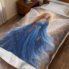 Angel Wings Velveteen Plush Blanket — Blue Guardian Angel Throw