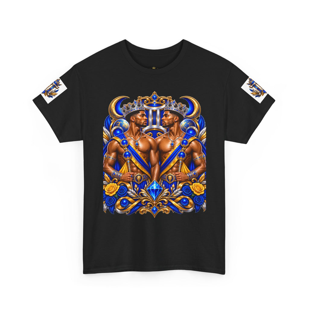 Gemini Zodiac Tee — Bold Royal Twin Astrology T‑Shirt