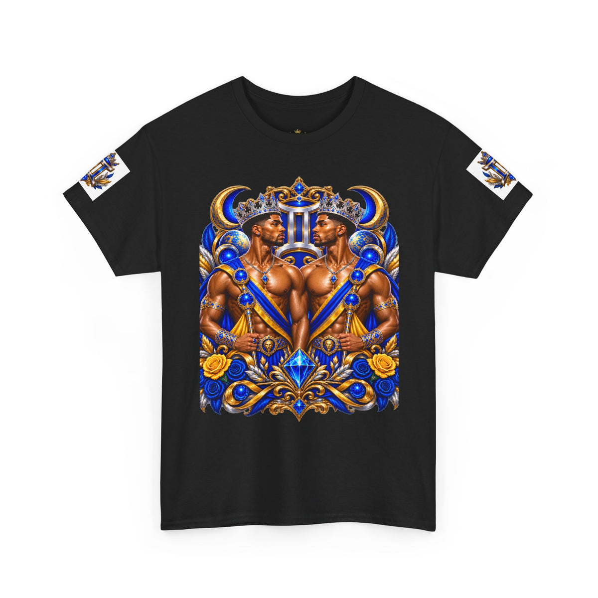 Gemini Zodiac Tee — Bold Royal Twin Astrology T‑Shirt