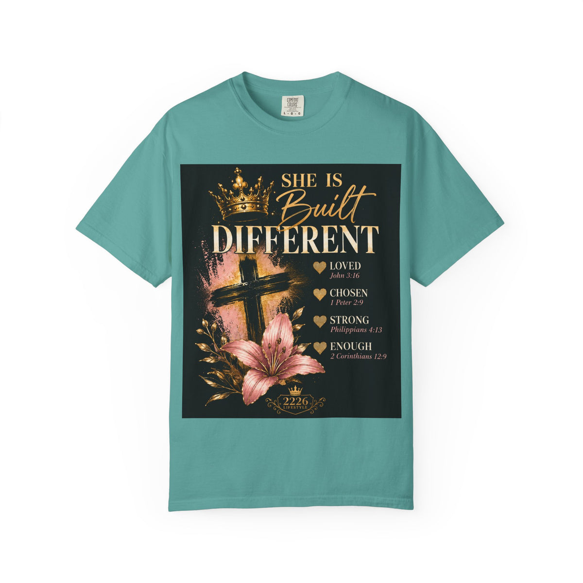 Christian Inspirational T-Shirt — "She Is Built Different / Built Right"